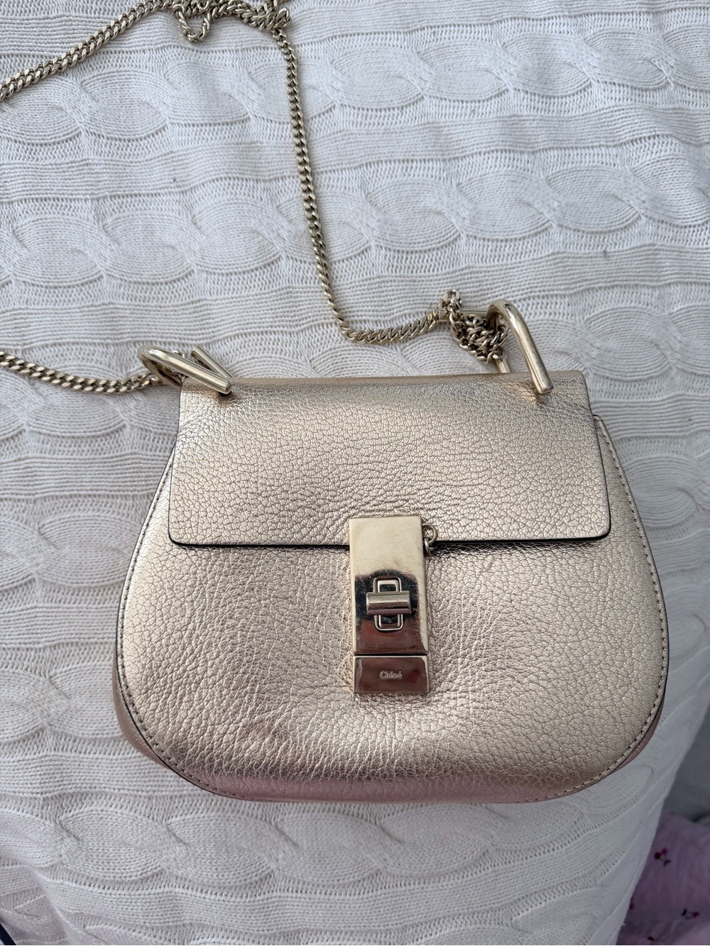 Chloe Metallic Gold Small Chain Crossbody Bag